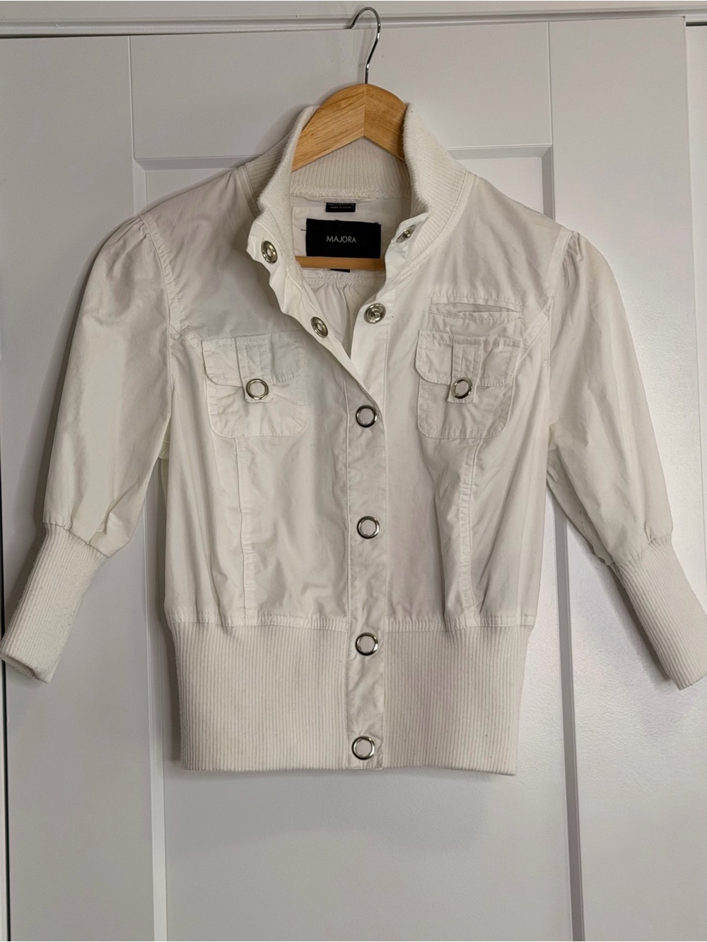 💜2 for 10-Majora Cream JUNIOR Short Bomber Jacket with Ribbed Trim